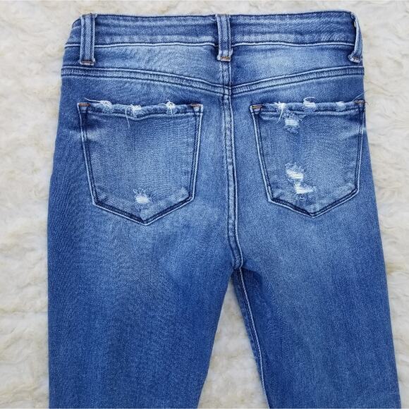 Distressed Skinny Jeans Vervet Blue Size 27 Stretch Denim Midrise Ankle Crop - Picture 8 of 9